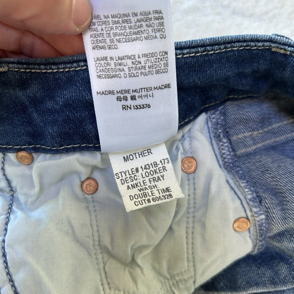 Mother‎ Sz 25 The Looker Ankle Fray Jeans Blue Skinny Slim Stretch Double Time - Picture 5 of 13